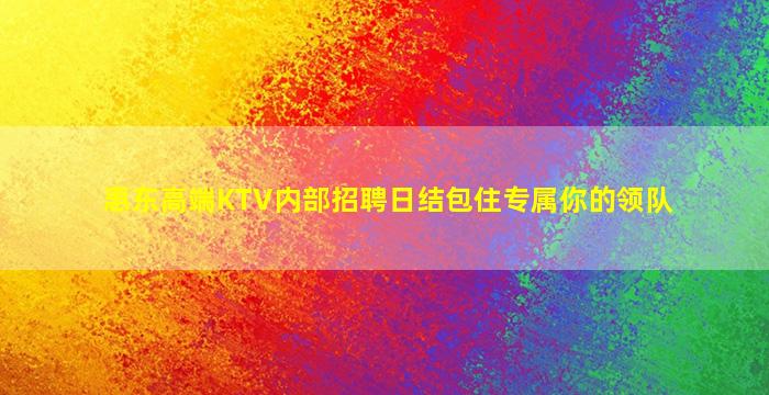 惠东高端KTV内部招聘日结包住专属你的领队